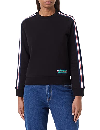 Love Moschino Women's Slim fit Roundneck Long-Sleeved with Striped Tape Sleeves and Logo Patch Sweatshirt, Black, 38 von Love Moschino