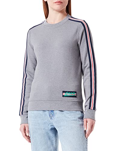 Love Moschino Women's Slim fit Roundneck Long-Sleeved with Striped Tape Sleeves and Logo Patch Sweatshirt, MEDIUM Melange Gray, 38 von Love Moschino