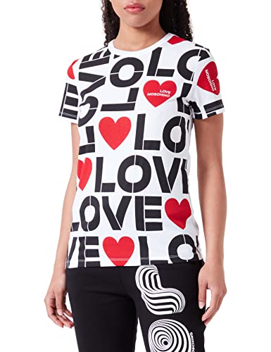 Love Moschino Women's Slim fit Short-Sleeved T-Shirt, Optical White, 44 von Love Moschino