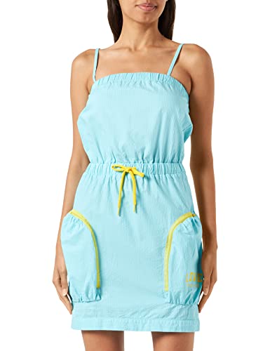 Love Moschino Women's Straps and Balloon Skirt with Pockets Closed by Contrasting Color Zippers Dress, Turquoise, 38 von Love Moschino