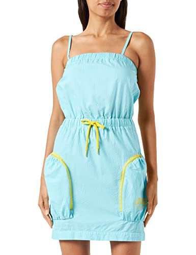 Love Moschino Women's Straps and Balloon Skirt with Pockets Closed by Contrasting Color Zippers Dress, Turquoise, 40 von Love Moschino