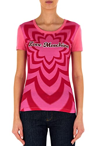 Love Moschino Women's Tight-fit Short-Sleeved T-Shirt, Fuchsia White, 42 von Love Moschino