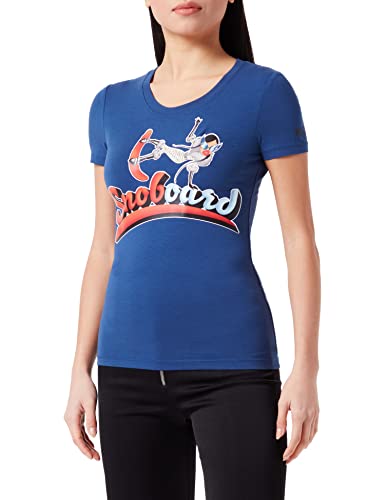 Tight-fit Short-Sleeved t-Shirt in Stretch Cotton Jersey with Snowboard Light Transfer Print. von Love Moschino