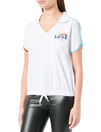 Love Moschino Women's V-Neck Short-Sleeved T-Shirt, Optical White, 46 von Love Moschino