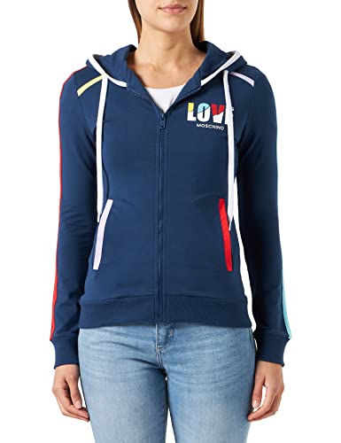 Love Moschino Women's Zipped Hoodie Jacket, Blue, 42 von Love Moschino