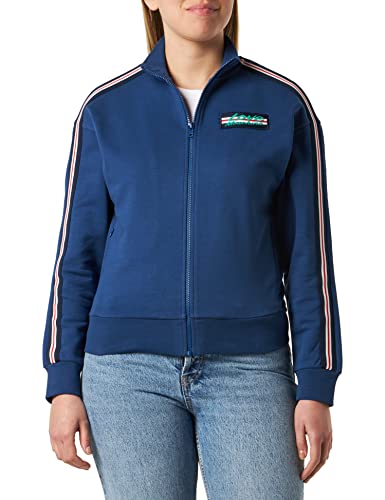 Love Moschino zippered jacket in stretch cotton fleece, customized with striped tape along shoulders and sleeves and logo patch on left chest. von Love Moschino