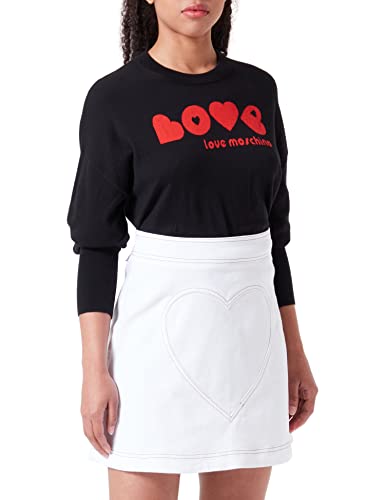 Love Moschino Women's with Maxi Stitched Heart Miniskirt, Optical White, 40 von Love Moschino