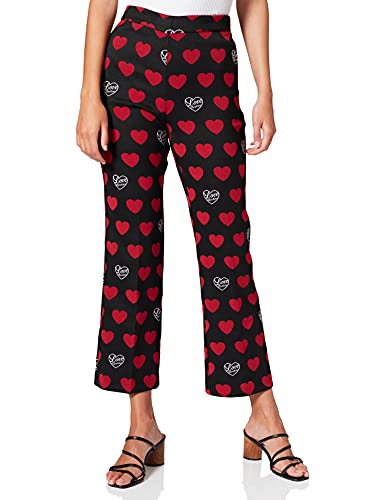 Love Moschino 7/8 Trousers in All-Over Heart and Logo Jacquard Fabric, with Invisible Side Zipper. von Love Moschino