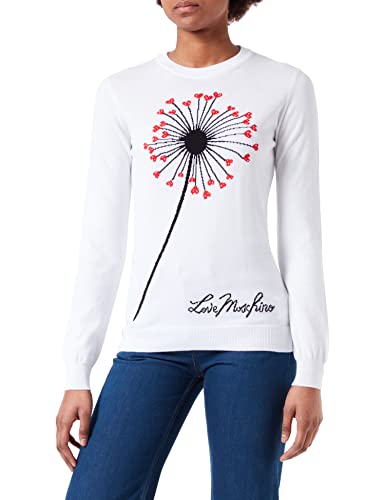 Love Moschino Womens Long Sleeved Pullover Sweater, Optical White, 40 von Love Moschino