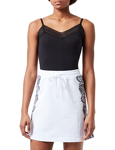 Love Moschino Womens Miniskirt with Handmade lace Print Skirt, Optical White, 40 von Love Moschino