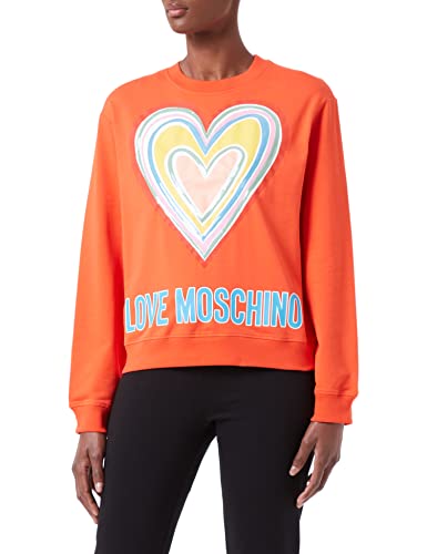 Love Moschino Womens Multicolor Heart Sweatshirt, ORANGE, 44 von Love Moschino