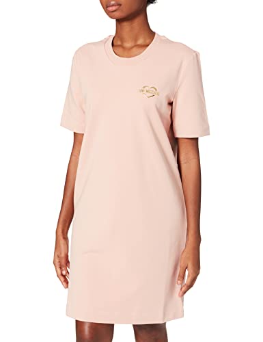 Love Moschino Womens Regular fit t-Shirt Brushed Stretch Cotton Fleece Dress, Powder PINK, 42 von Love Moschino