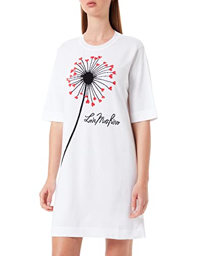 Love Moschino Womens Short Sleeved Dress, Optical White, 40 von Love Moschino