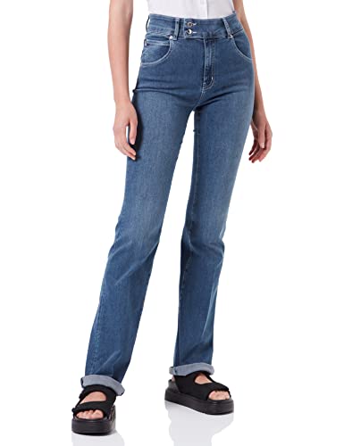 Love Moschino Womens Superstretch Blue Denim with Embroidered Logo Patch Jeans, 34 von Love Moschino