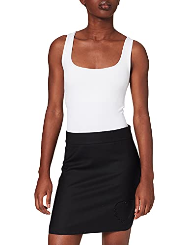 Love Moschino Womens Tube Stretch Wool Fabric. Customized Matching hue Rhinestone Heart with Shiny Print in Front. Skirt, Black, 38 von Love Moschino