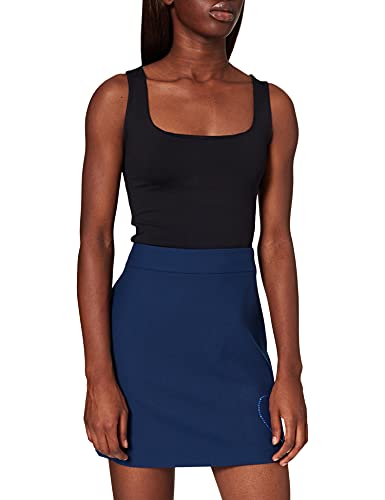 Love Moschino Womens Tube Stretch Wool Fabric. Customized Matching hue Rhinestone Heart with Shiny Print in Front. Skirt, Blau, 44 von Love Moschino