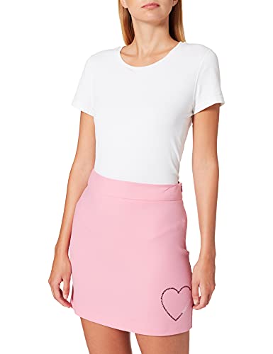 Love Moschino Womens Tube Stretch Wool Fabric. Customized Matching hue Rhinestone Heart with Shiny Print in Front. Skirt, PINK, 46 von Love Moschino