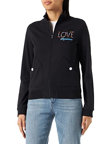 Love Moschino Womens Zipped in 100% Cotton Fleece with Multicolor snap Buttons Jacke, Black, 38 von Love Moschino
