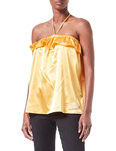 Love Moschino Womens self Fabric Laces in Stretch Satin T-Shirt, Yellow, 44 von Love Moschino