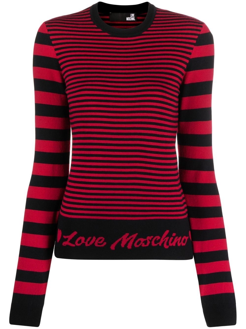 Love Moschino Gestreifter Pullover mit Logo - Rosa von Love Moschino