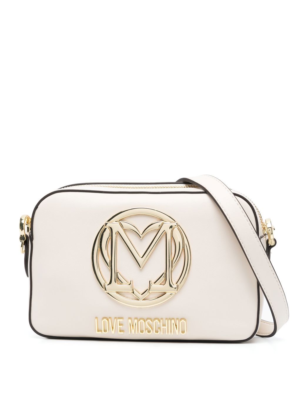 Love Moschino Umhängetasche mit Logo-Schild - Nude von Love Moschino