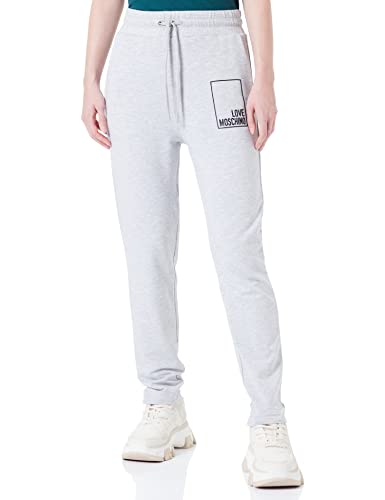 Moschino Damen Regular Fit Jog with Graffiti Printed Fleece Casual Pants, Melange Light Gray, 38 EU von Love Moschino