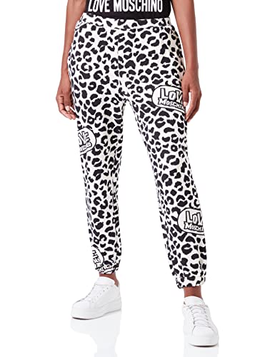 Moschino Damen Regular Fit With Logo Animalier Allover Print Casual Pants, Red Beige, 40 EU von Love Moschino