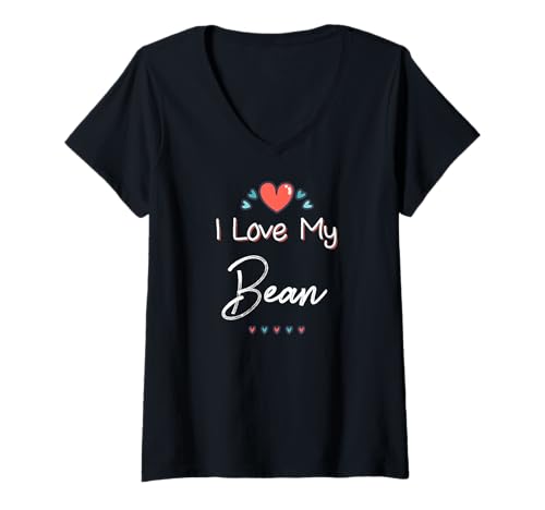 Damen T-Shirt mit Aufschrift I Love My Bean T-Shirt mit V-Ausschnitt Damen T-Shirt mit Aufschrift I Love My Bean T-Shirt mit V-Ausschnitt von Love My Bean