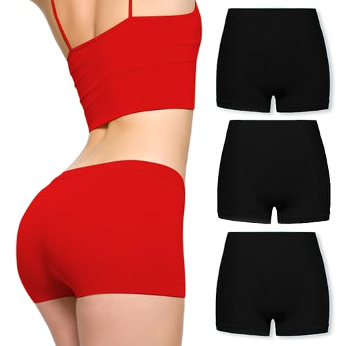 Damen-Boxershorts mit hoher Taille, nahtlos, Stretch, atmungsaktiv, Hipster, für Laufen, Workout, Radfahren, 3er-Pack, Schwarz , XL-XXL von Love My Fashions