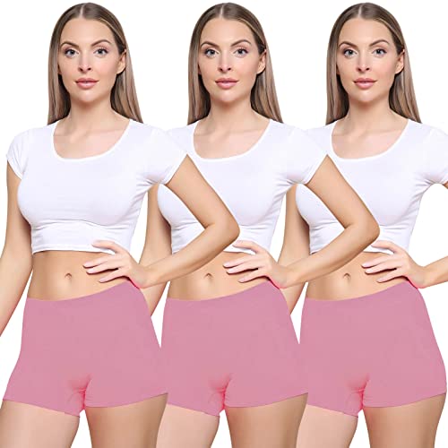 Damen-Boxershorts mit hoher Taille, nahtlos, Stretch, atmungsaktiv, Hipster, für Laufen, Workout, Radfahren, 3er-Pack, dusky pink, XL-XXL von Love My Fashions