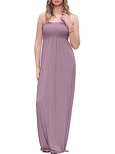 Love My Fashions® Maxikleid für Frauen UK Sommer lässig lang elastisch hoher Bund Stretch Boobtube gesammelt locker Plain Bandeau trägerlos gesmokt Strandkleid von Love My Fashions