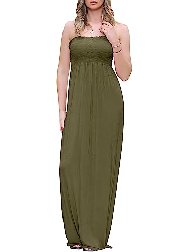 Love My Fashions® Maxikleid für Frauen UK Sommer lässig lang elastisch hoher Bund Stretch Boobtube gesammelt locker Plain Bandeau trägerlos gesmokt Strandkleid von Love My Fashions