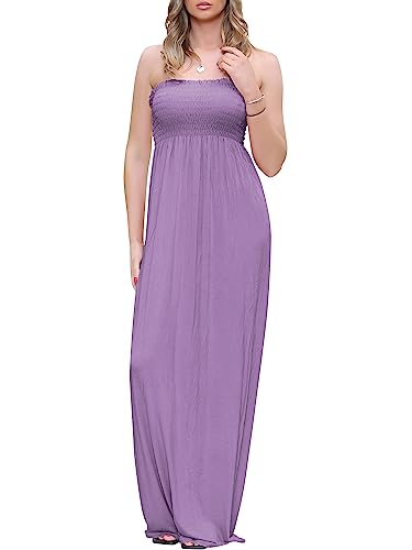 Love My Fashions® Maxikleid für Frauen UK Sommer lässig lang elastisch hoher Bund Stretch Boobtube gesammelt locker Plain Bandeau trägerlos gesmokt Strandkleid von Love My Fashions