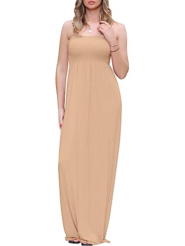 Love My Fashions® Maxikleid für Frauen UK Sommer lässig lang elastisch hoher Bund Stretch Boobtube gesammelt locker Plain Bandeau trägerlos gesmokt Strandkleid von Love My Fashions