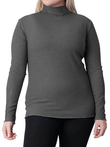 Love My Fashions® Damen Turtle Polo Neck Langarm Geripptes Top Stretchy Pullover High Neck Damen T-Shirt, hellgrau, 38-40 von Love My Fashions