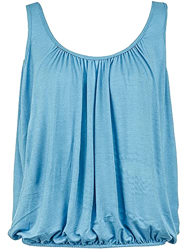 Love My Fashions® Damen einfarbig Rundhalsausschnitt elastische Taille schlanke Träger Swing Camisole ärmellos Blase Saum Vest Top von Love My Fashions