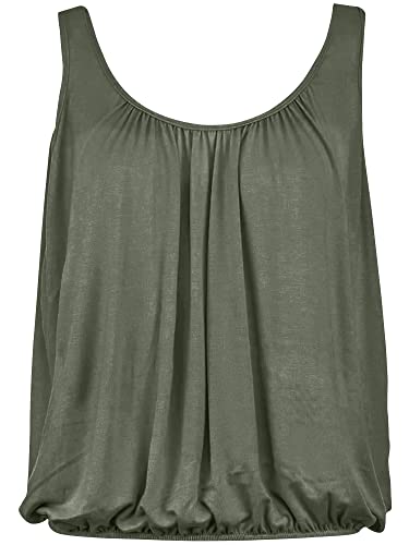 Love My Fashions® Damen einfarbig Rundhalsausschnitt elastische Taille schlanke Träger Swing Camisole ärmellos Blase Saum Vest Top von Love My Fashions