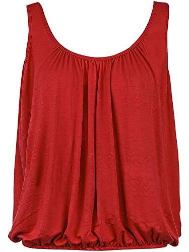 Love My Fashions® Damen einfarbig Rundhalsausschnitt elastische Taille schlanke Träger Swing Camisole ärmellos Blase Saum Vest Top von Love My Fashions