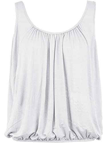 Love My Fashions® Damen einfarbig Rundhalsausschnitt elastische Taille schlanke Träger Swing Camisole ärmellos Blase Saum Vest Top von Love My Fashions