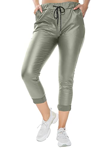 Love My Fashions® Magische Hose für Damen, Camouflage, weich, dehnbar, bequem, italienische Hose mit Taschen für Fitnessstudio, Joggen und Training, Khaki Wetlook-Print, 46-48 von Love My Fashions