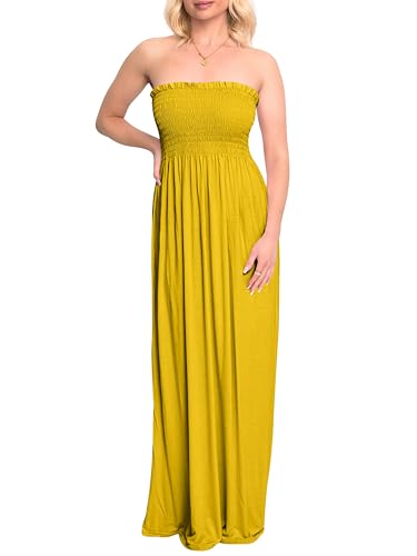 Love My Fashions® Maxikleid für Frauen UK Sommer lässig lang elastisch hoher Bund Stretch Boobtube gesammelt locker Plain Bandeau trägerlos gesmokt Strandkleid von Love My Fashions