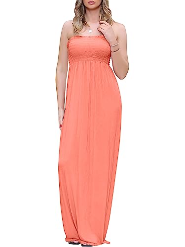 Love My Fashions® Maxikleid für Frauen UK Sommer lässig lang elastisch hoher Bund Stretch Boobtube gesammelt locker Plain Bandeau trägerlos gesmokt Strandkleid von Love My Fashions