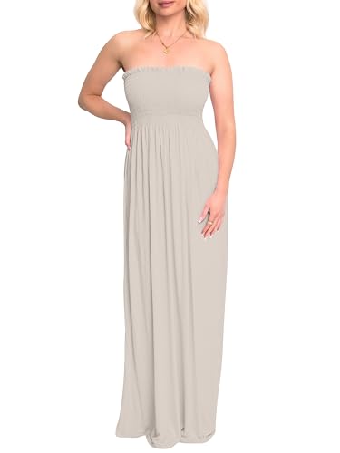 Love My Fashions® Maxikleid für Frauen UK Sommer lässig lang elastisch hoher Bund Stretch Boobtube gesammelt locker Plain Bandeau trägerlos gesmokt Strandkleid von Love My Fashions