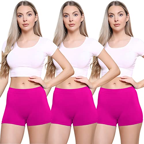 Love My Fashions ® 3er-Pack Damen-Boxershorts, hohe Taille, nahtlose Höschen für Damen, dehnbare Bauchkontrolle, atmungsaktive Hipster-Multipack-Shorts zum Laufen, Workout, hot pink, L/X-Large von Love My Fashions