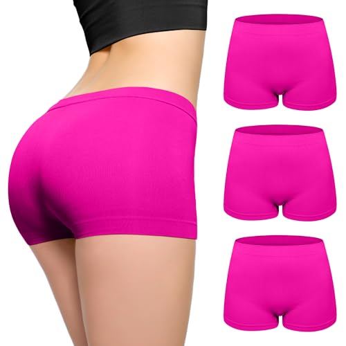 Love My Fashions ® 3er-Pack Damen-Boxershorts, hohe Taille, nahtlose Höschen für Damen, dehnbare Bauchkontrolle, atmungsaktive Hipster-Multipack-Shorts zum Laufen, Workout, hot pink, M/L von Love My Fashions