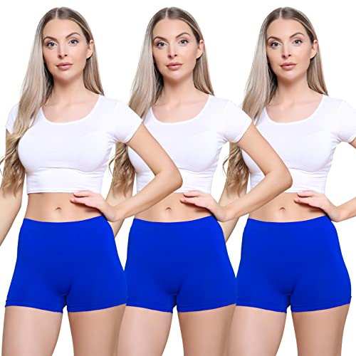 Love My Fashions ® 3er-Pack Damen-Boxershorts, hohe Taille, nahtlose Höschen für Damen, dehnbare Bauchkontrolle, atmungsaktive Hipster-Multipack-Shorts zum Laufen, Workout, königsblau, M/L von Love My Fashions