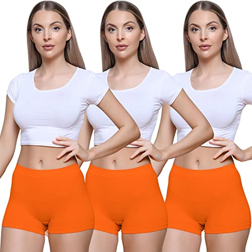 Love My Fashions ® 3er-Pack Damen-Boxershorts, hohe Taille, nahtlose Höschen für Damen, dehnbare Bauchkontrolle, atmungsaktive Hipster-Multipack-Shorts zum Laufen, Workout, neon-orange, M/L von Love My Fashions