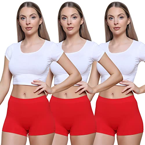 Love My Fashions ® 3er-Pack Damen-Boxershorts, hohe Taille, nahtlose Höschen für Damen, dehnbare Bauchkontrolle, atmungsaktive Hipster-Multipack-Shorts zum Laufen, Workout, rot, L/X-Large von Love My Fashions