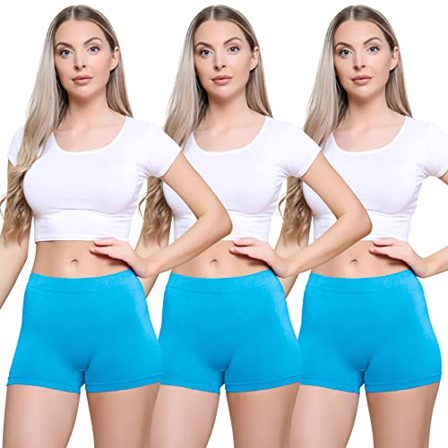 Love My Fashions ® 3er-Pack Damen-Boxershorts, hohe Taille, nahtlose Höschen für Damen, dehnbare Bauchkontrolle, atmungsaktive Hipster-Multipack-Shorts zum Laufen, Workout, türkis, XL-XXL von Love My Fashions