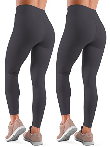 Love My Fashions 2 Stück Damen-Leggings aus Fleece, nahtlos, hohe Taille, für Workout, Laufen, Bauchkontrolle, butterweich, Fitnessstudio, Yoga, dehnbar, dicke Hosen, grau, 46-48 von Love My Fashions